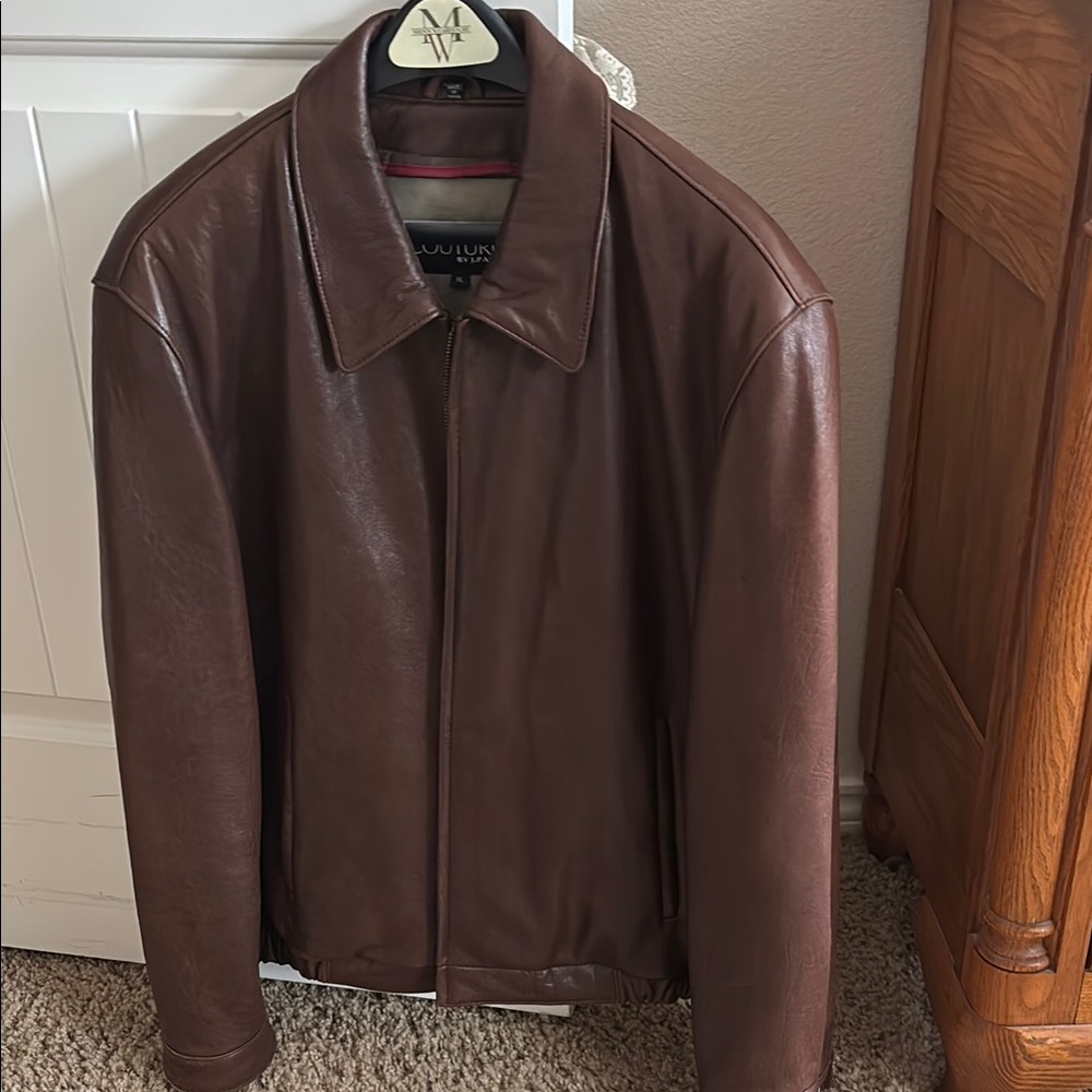 Brown Leather Shirt Jacket with classic Design